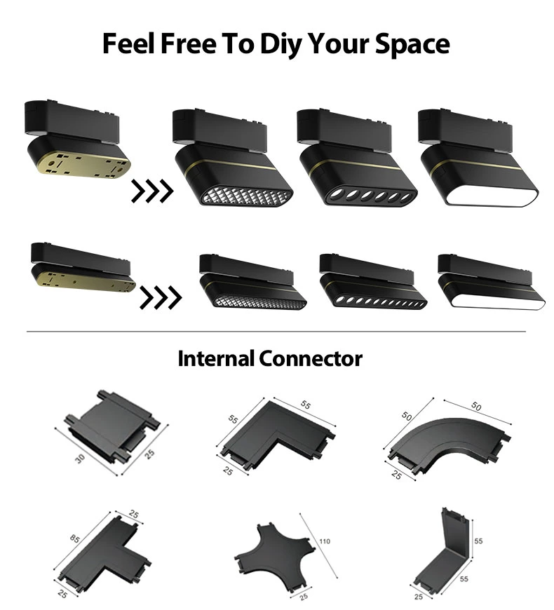 T-Type Connector LED Magnetic Track Lighting Rail Accessories