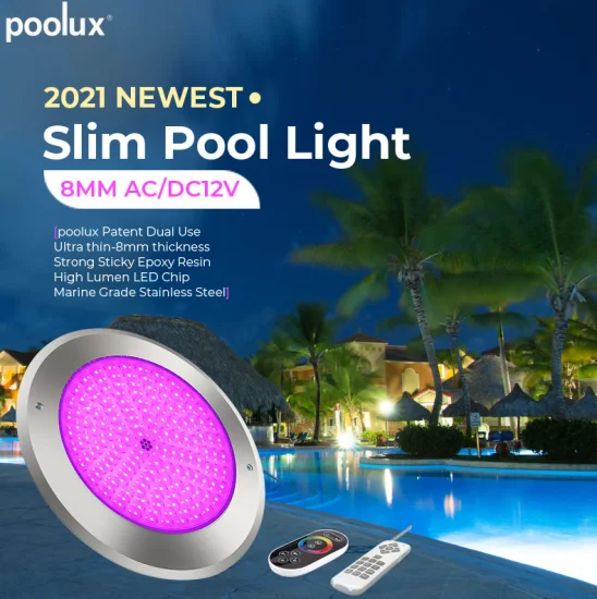 2021 Super Slim IP68 Resina À Prova D 'Água Novo LED Subaquático Luz Piscina Plana Controle Remoto